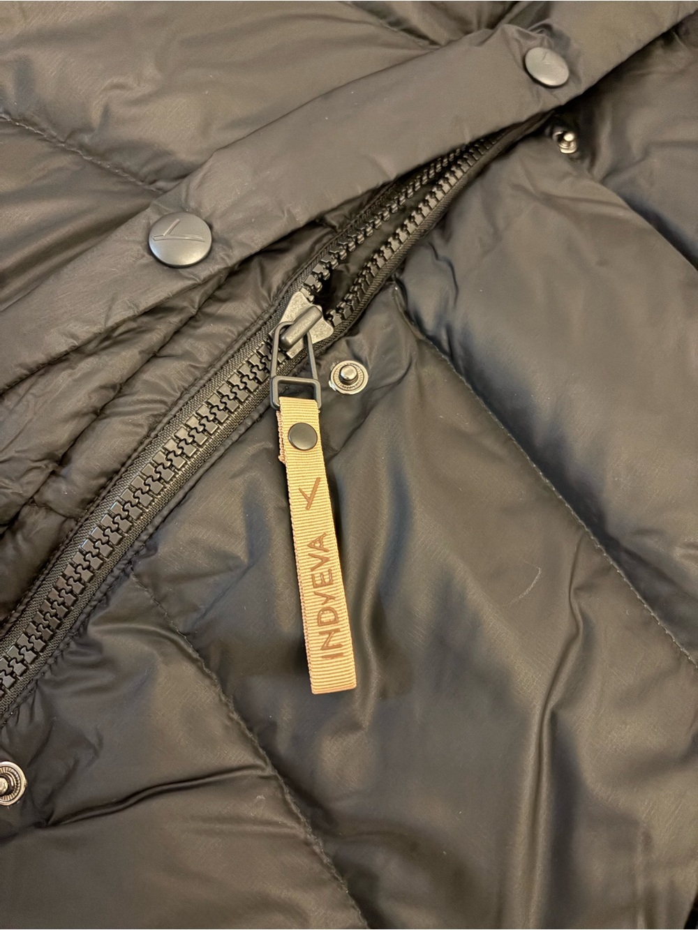 Women's Black Down Ski Jacket with High Hood - Picture 8 of 15